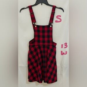 Hot Topic Red and Black Plaid Overalls